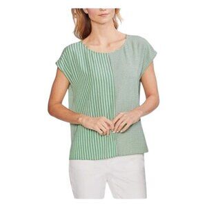 Vince Camuto Women’s Linear Mix Pullover Blouse, Green, size L